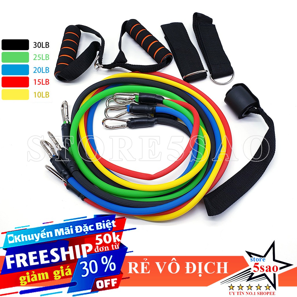 🎁 Bộ 5 Dây Ngũ Sắc Tập Gym ⚡FREESHIP⚡ Dây Kéo Đàn Hồi Đa Năng