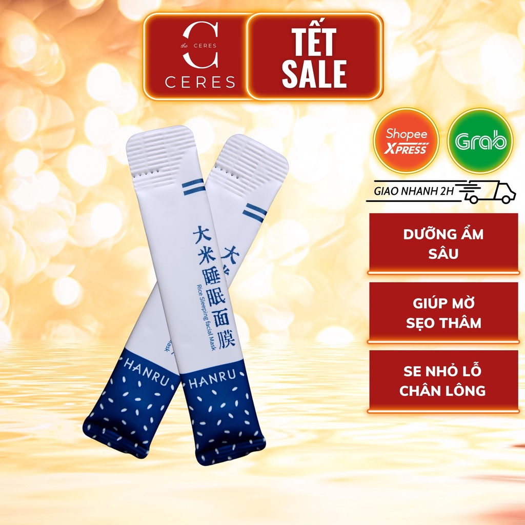 Mặt Nạ Ngủ Hanru - 1 Gói Lẻ Mặt Nạ Dưỡng Da - Mask Thạch Gạo Trắng Da Và Dưỡng Ẩm