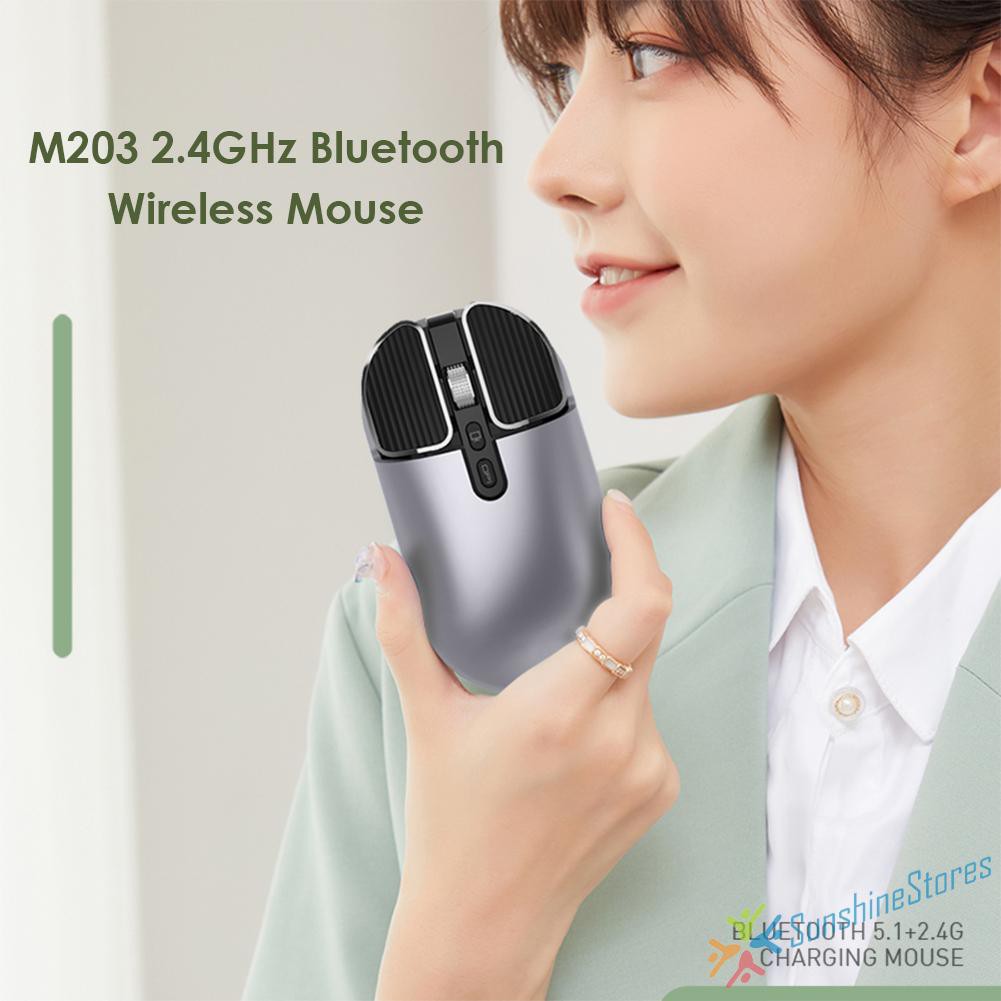 Chuột Không Dây Bluetooth 3 Bánh Răng 1600 Dpi M203 2.4ghz