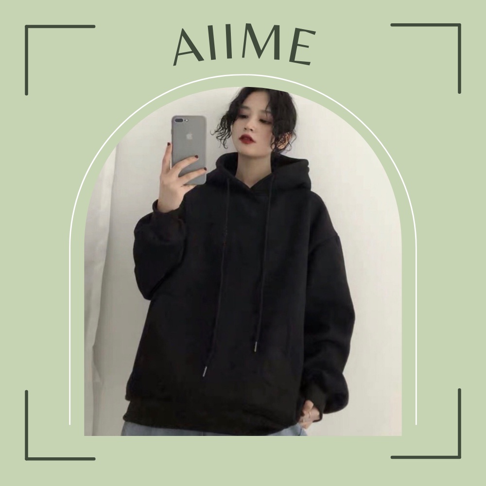 Áo hoodie nỉ dáng oversize chần bông mềm mịn/ Áo nỉ unisex dáng rộng có mũ