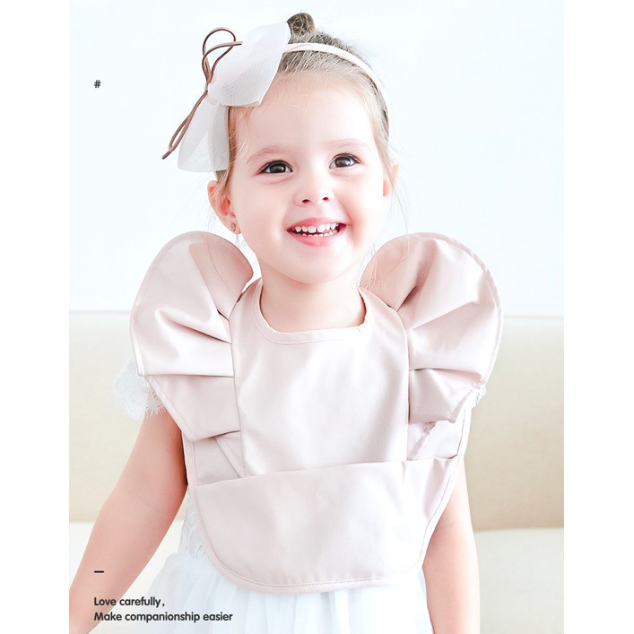 Yếm Ăn Chống Thấm Nước Họa Tiết Gợn Sóng Ba Chiều Màu Đen Dành Cho Trẻ Em 0557