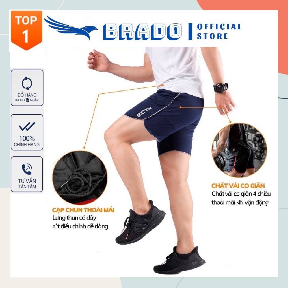 Quần short nam, quần đùi nam 𝐄𝐂𝐇𝐓 thể thao chạy bộ, tập gym chất thun lạnh co giãn 4 chiều