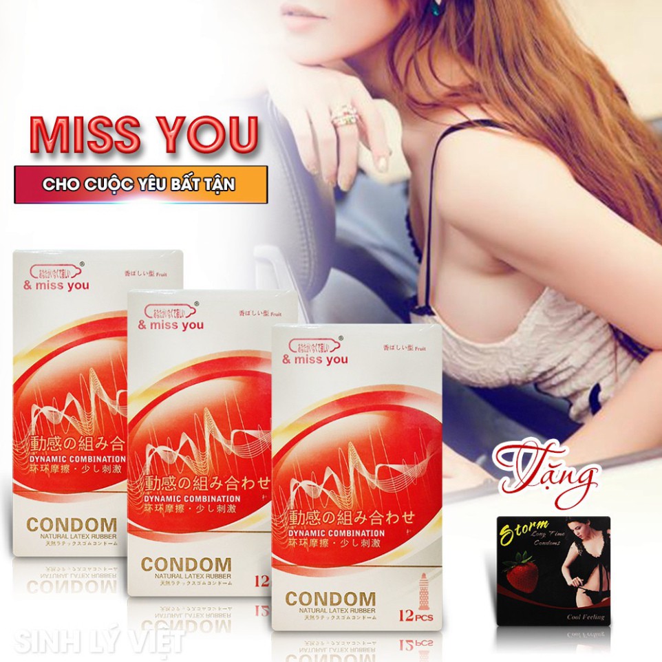 [Giá Hạt Dẻ] Combo 3 Hộp Bcs Miss You - Dòng Bao Cao Su Kéo Dài Thời Gian Giúp Nàng Dễ Dàng Chạm Đỉnh +Tặng Ok 7Bi