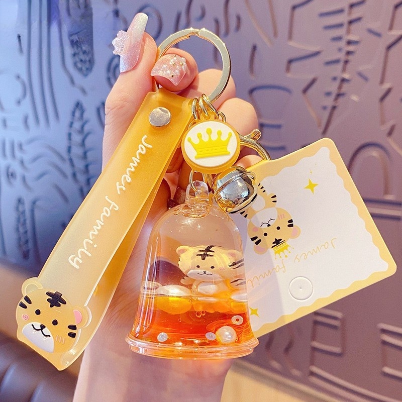 Móc khóa hình bình dầu hổ hoạt hình sáng tạo bằng acrylic
