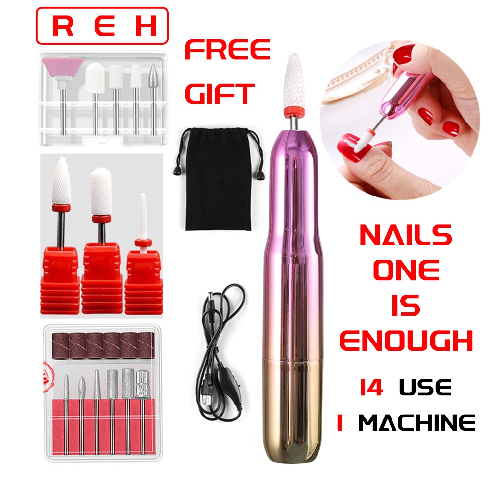Bộ 14 Bút Mài Móng Tay Mini Đầu Cắm USB