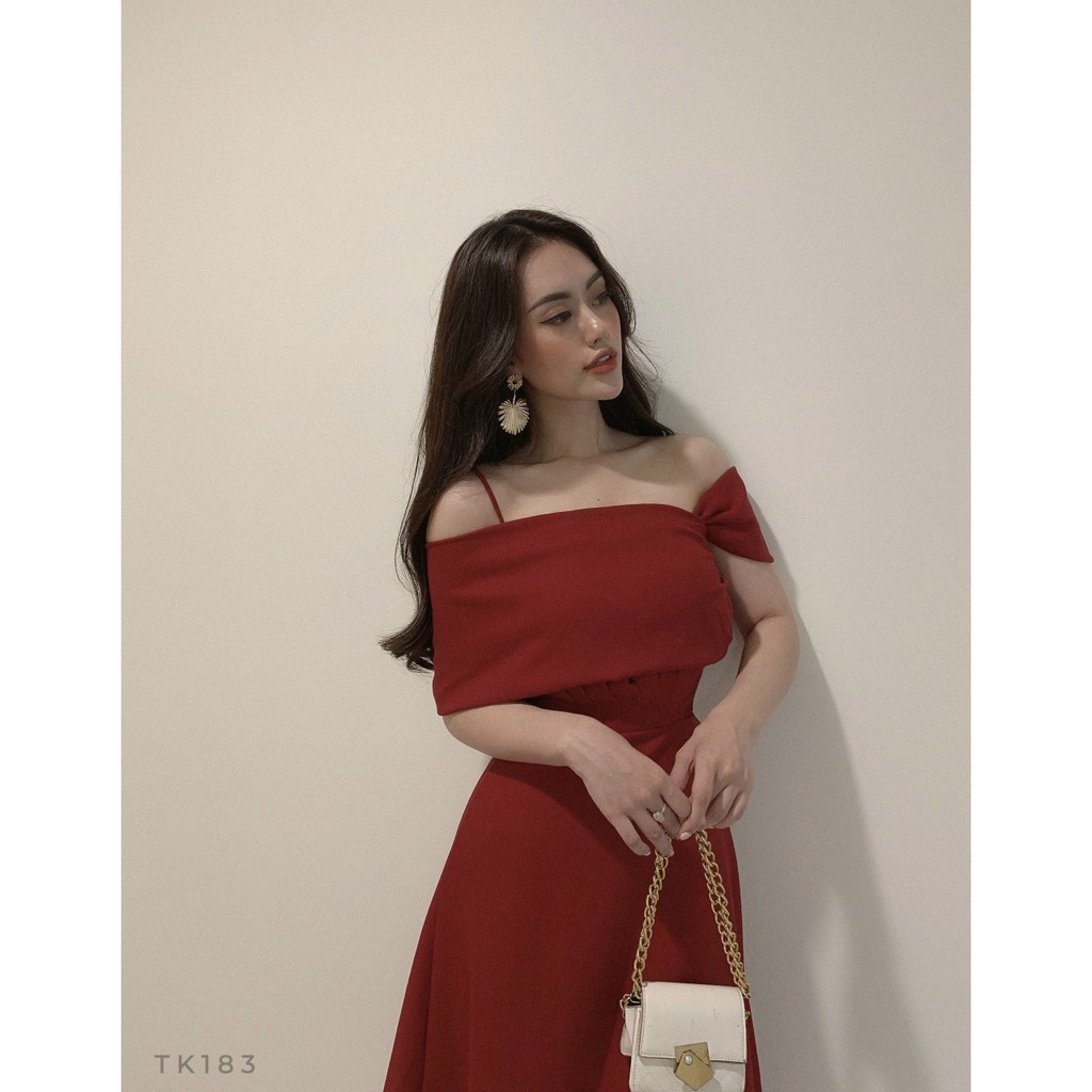 Đầm Dự Tiệc❤Đầm Nữ Thiết Kế Lệch Vai Xinh Lung Linh SK96