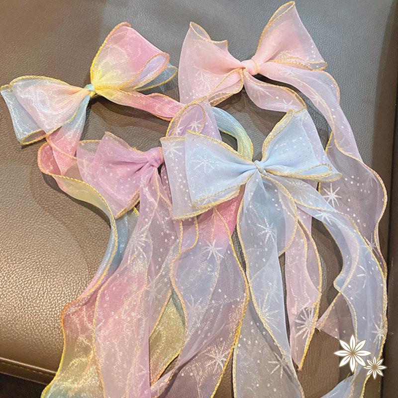 【kifli】Dây Cột Tóc Đính Nơ Ngôi Sao Nhiều Màu Xinh Xắn Cho Bé Gái