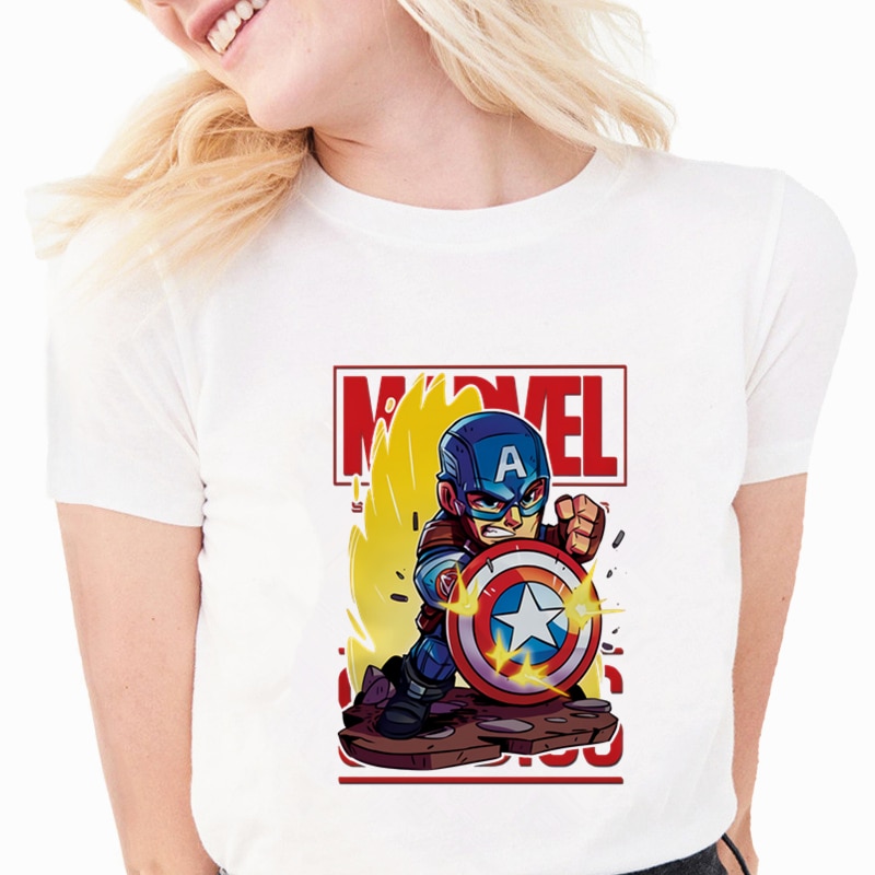 Áo thun tay ngắn in hình siêu anh hùng Marvel Avengers Iron Man Captain America Spiderman 90s