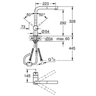 Vòi rửa bát rút dây GROHE Minta