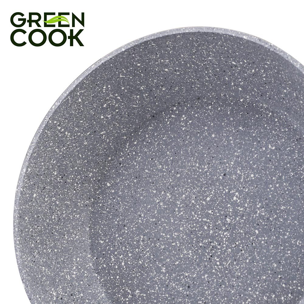 Chảo chống dính đáy từ Green Cook 24cm vân đá sâu lòng