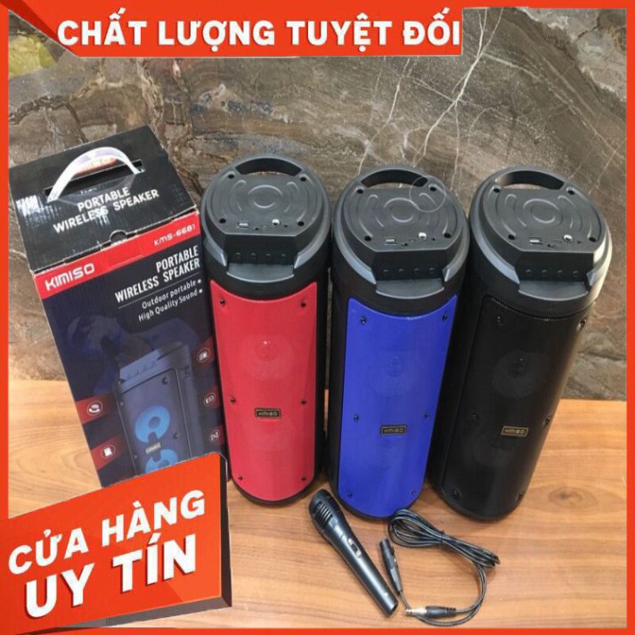 Loa xách tay Karaoke bluetooth TWS boom 2 bass kèm mic hát chất lượng cao âm thanh sống động KMS6681-6683