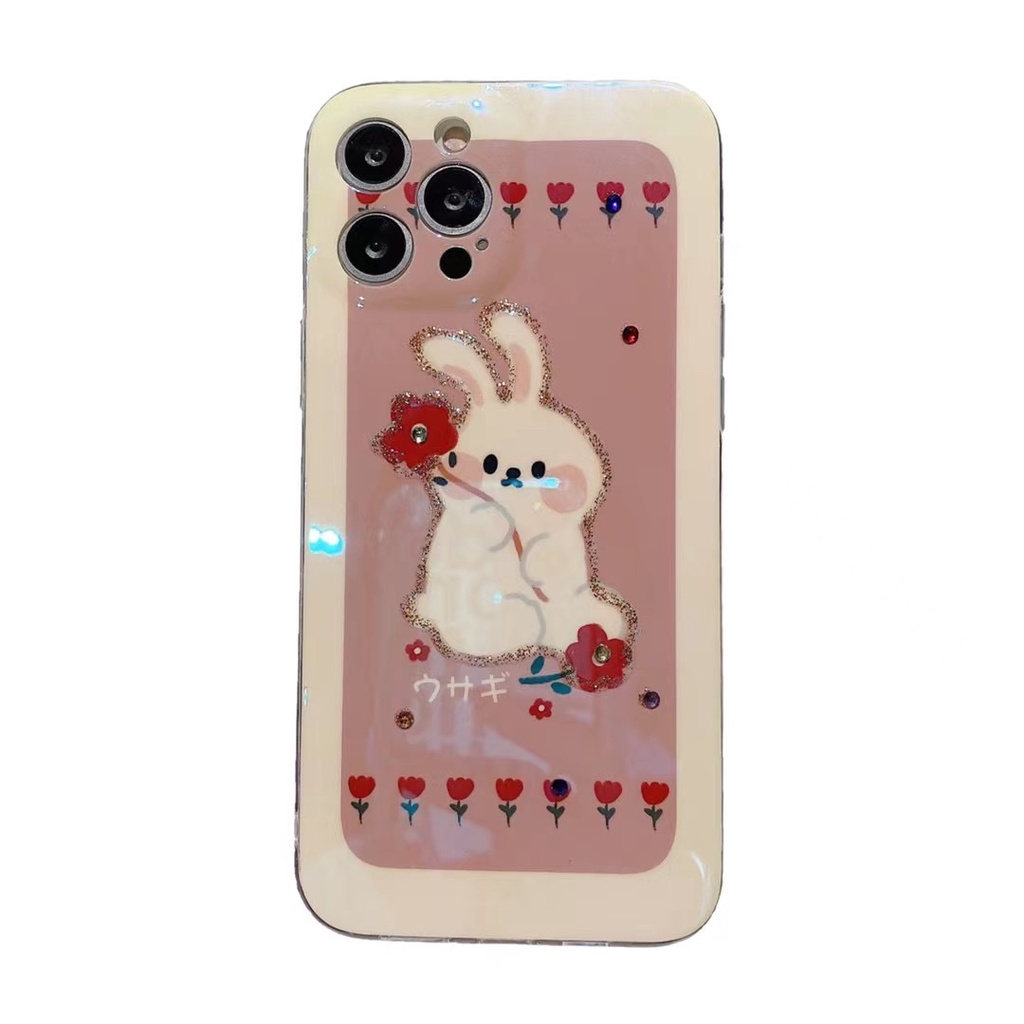 Ốp Điện Thoại tpu Mềm Chống Rơi In Hình Thỏ Và Hoa Cho iphone 14 13 12 pro max 11 pro max xs max xr x 7 8 plus