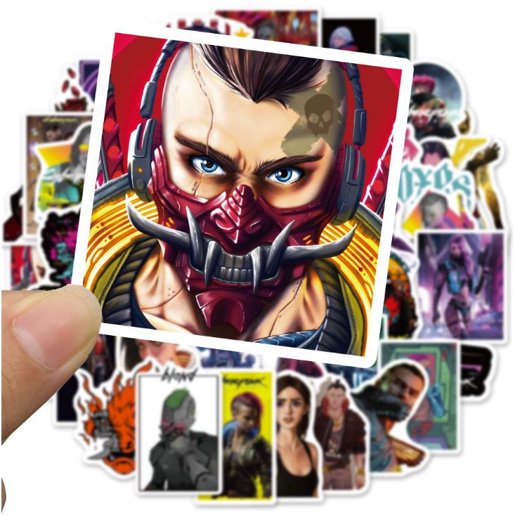 Sticker Cyberpunk 2077 nhựa PVC không thấm nước, dán nón bảo hiểm, laptop, điện thoại, Vali, xe, Cực COOL #175