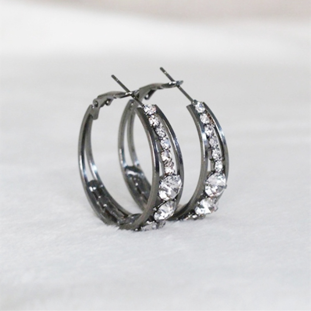 Khuyên tai hình tròn đính đá thiết kế sang trọng thời trang cho nữ