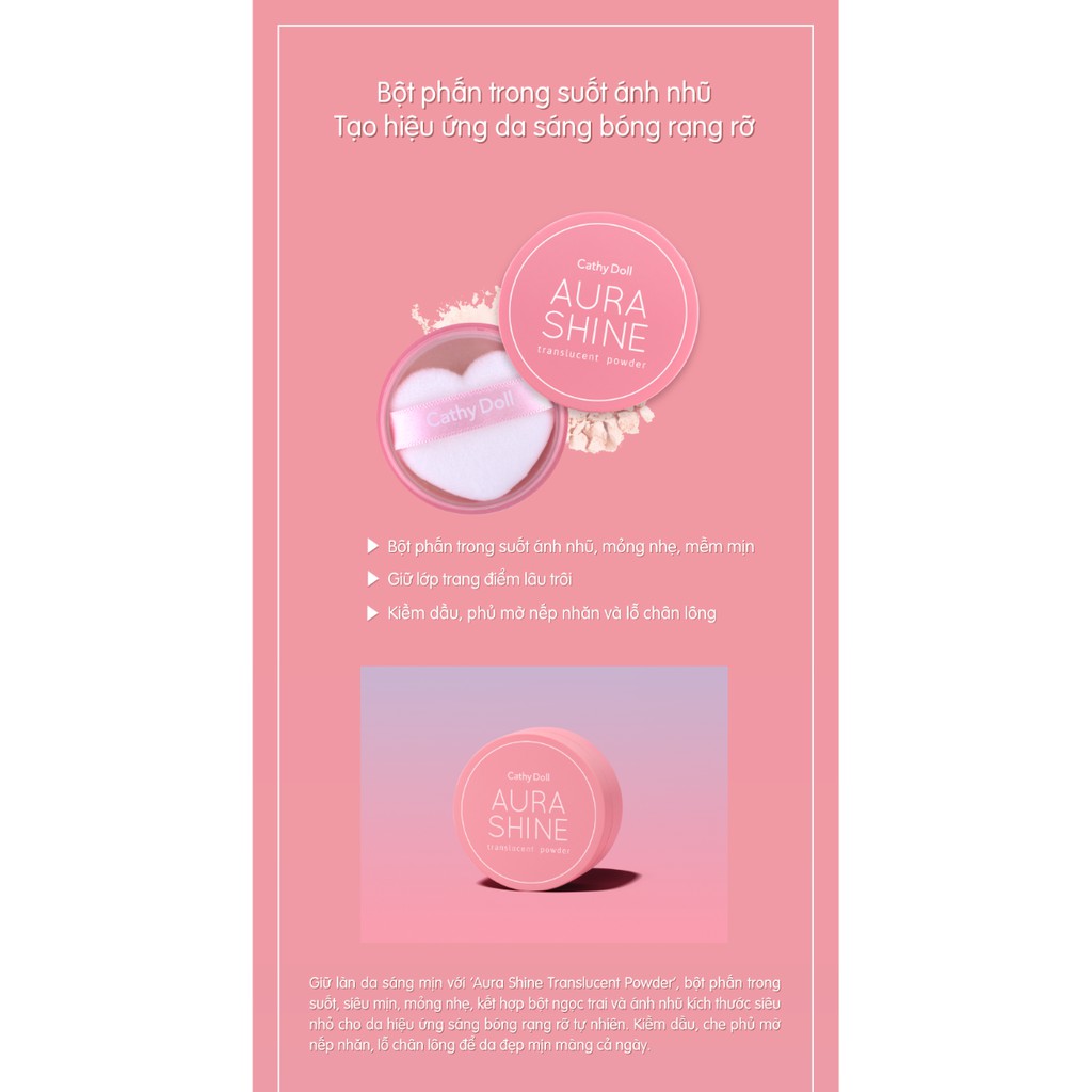 Phấn phủ trong suốt sáng da Cathy Doll Aura Shine Translucent Powder 4.5g | BigBuy360 - bigbuy360.vn