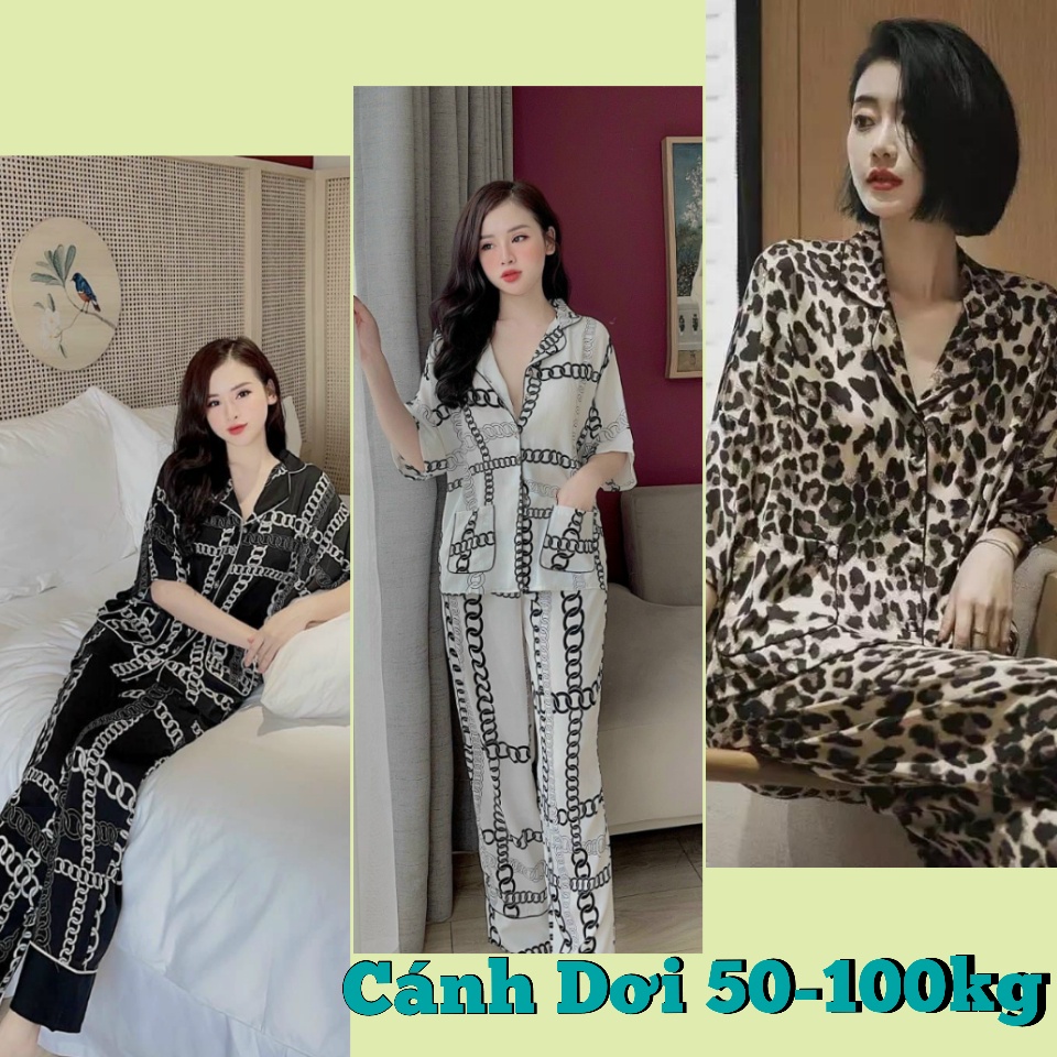 [BIGSIZE 40-100kg] Đồ Bộ Dài Cánh Dơi Lụa Nhật Cao Cấp Mặc Nhà Cho Nàng Múp