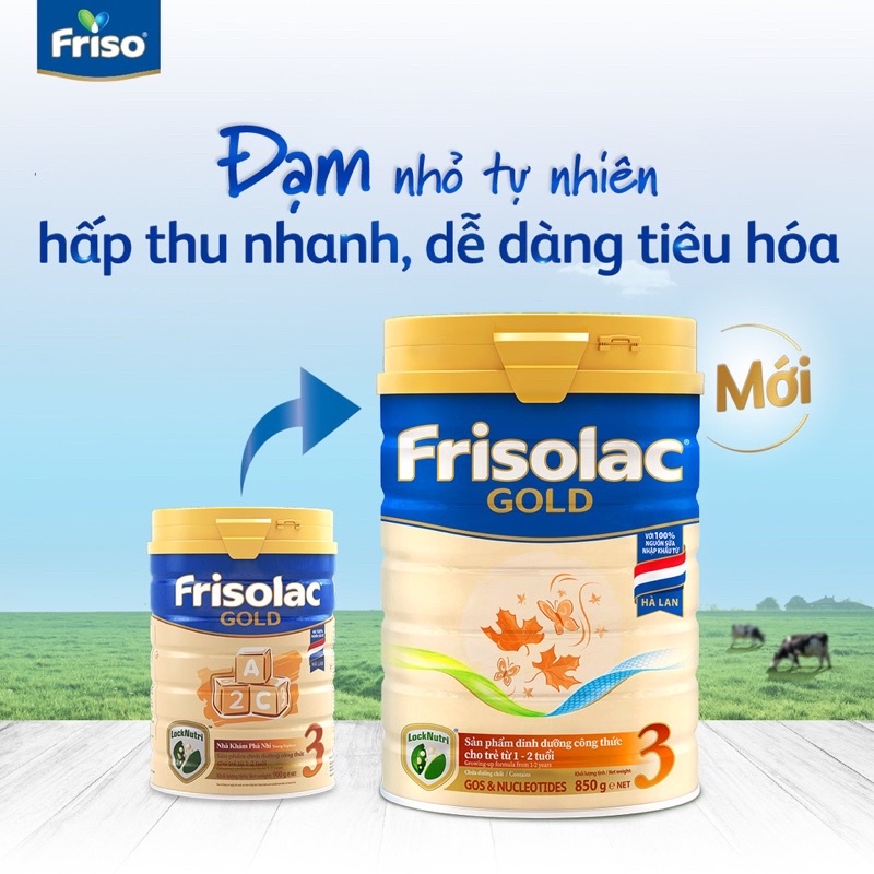 Sữa Frisolac Gold 3 lon 900g ( mẫu mới Date mới)