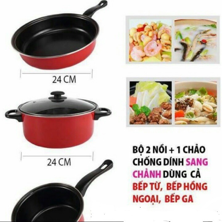 Bộ 3 nồi chảo chống dính