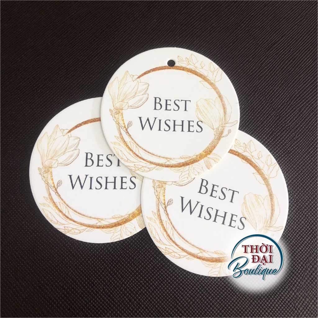 100c - Tag treo giấy Best Wishes cành hoa