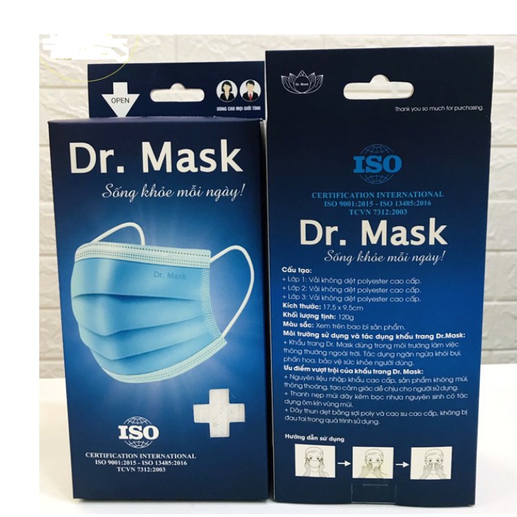 KHẨU TRANG Y TẾ - Dr.Mask CHÍNH HÃNG (kèm giấy chứng nhận hàng chính hãng)