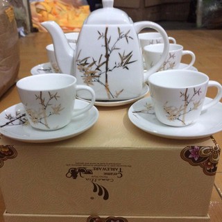 BỘ ẤM TRÀ SỨ TRÁNG MEN CAO CẤP NHẬT BẢN