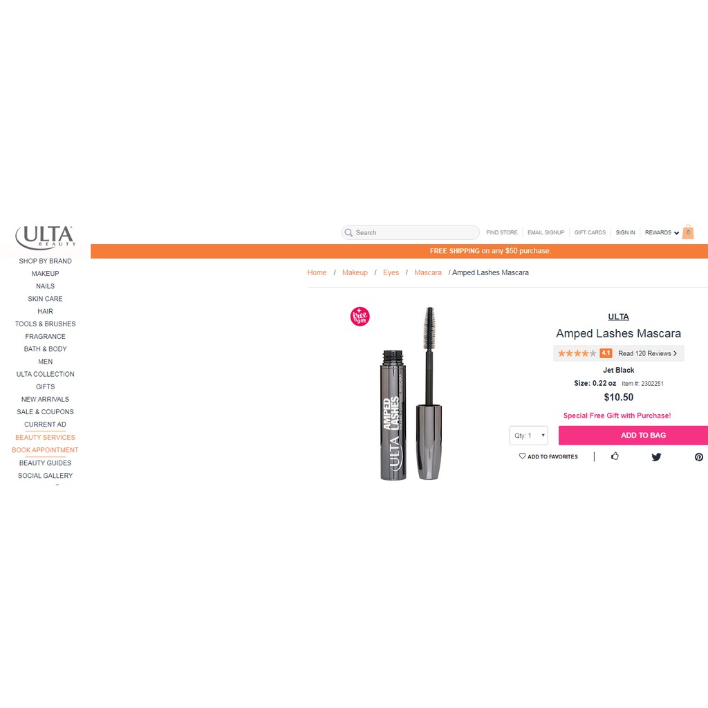 Mascara Amped Lashes Ulta màu Jet Black