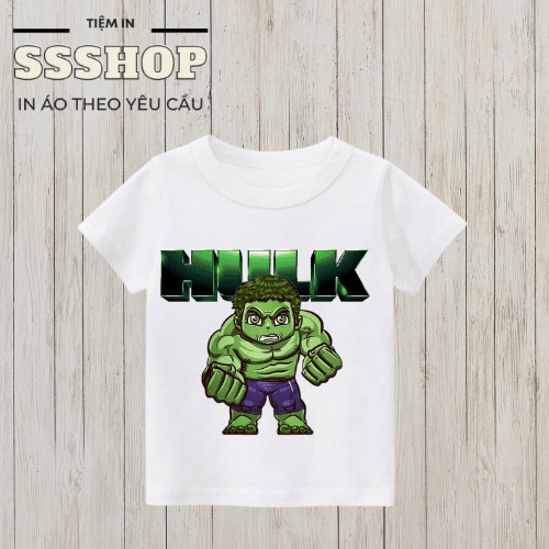 Áo thun bé trai in hình Maver Hulk CHIBI siêu cute, chất liệu cotton thoáng mát, hình in không bong tróc SSSHOP