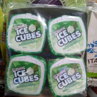 Gum ice cubes lốc 4 hủ 2 màu xanh lá cây và xanh dương