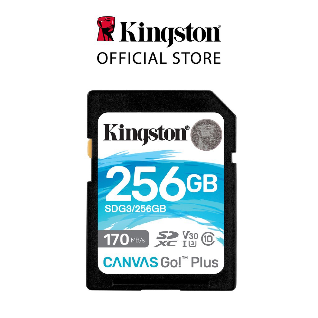 Thẻ nhớ Kingston Canvas Go Plus SD 256GB cho thiết bị di động Android, camera, flycam và sản xuất video 4K SDG3/256G