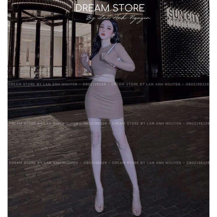 Set áo zip chân váy