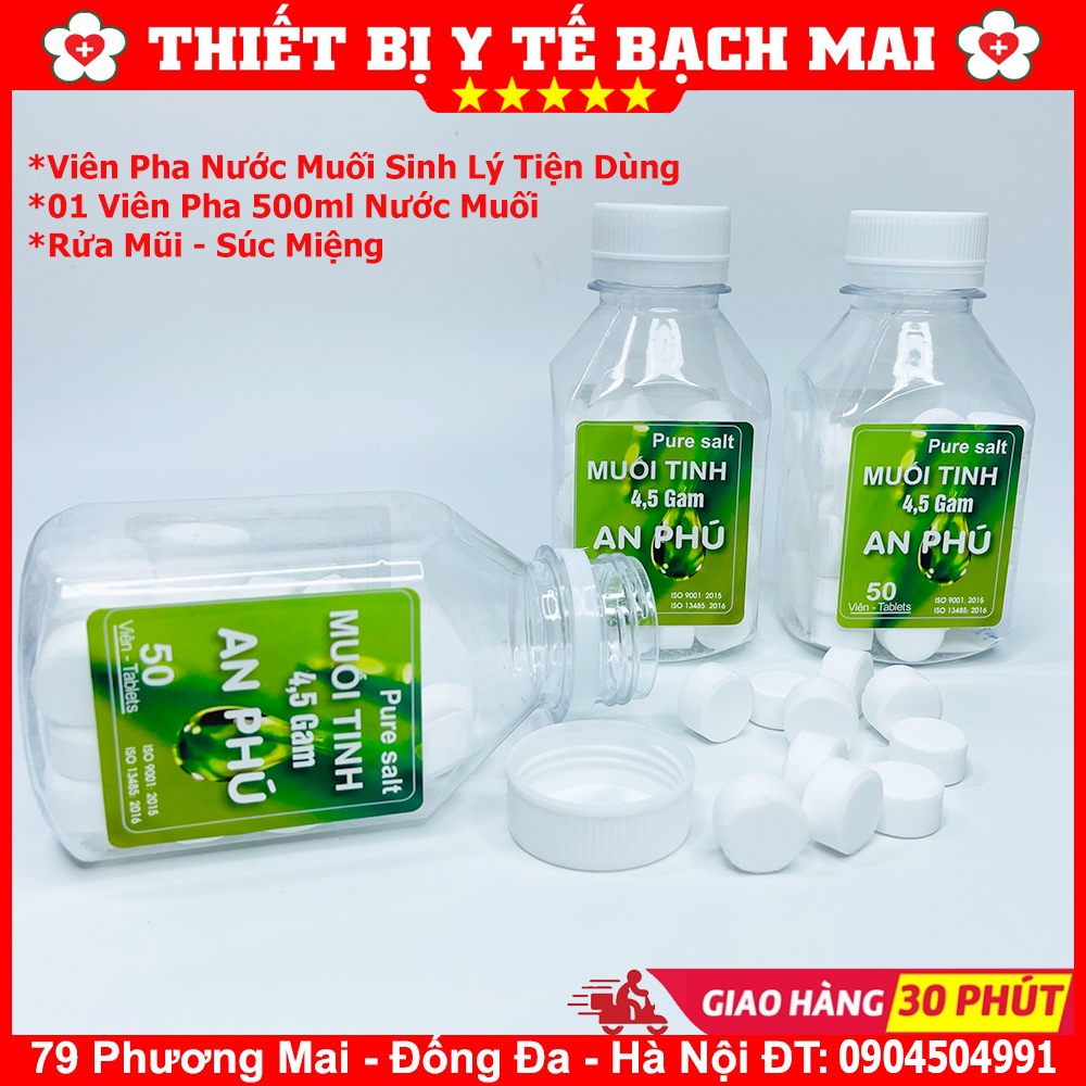 Muối Sinh Lý Dạng Viên Tự Pha Nước [ Hộp 50 Viên, 1 Viên Pha 500ml ]