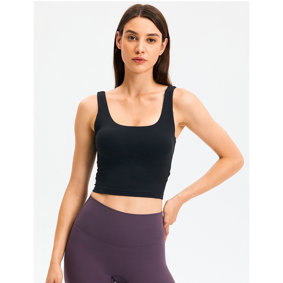 Áo tập thể thao kèm mút Lululemon Nulu Fold Tight Crop Yoga Tank Top - Áo tập Lulu không logo