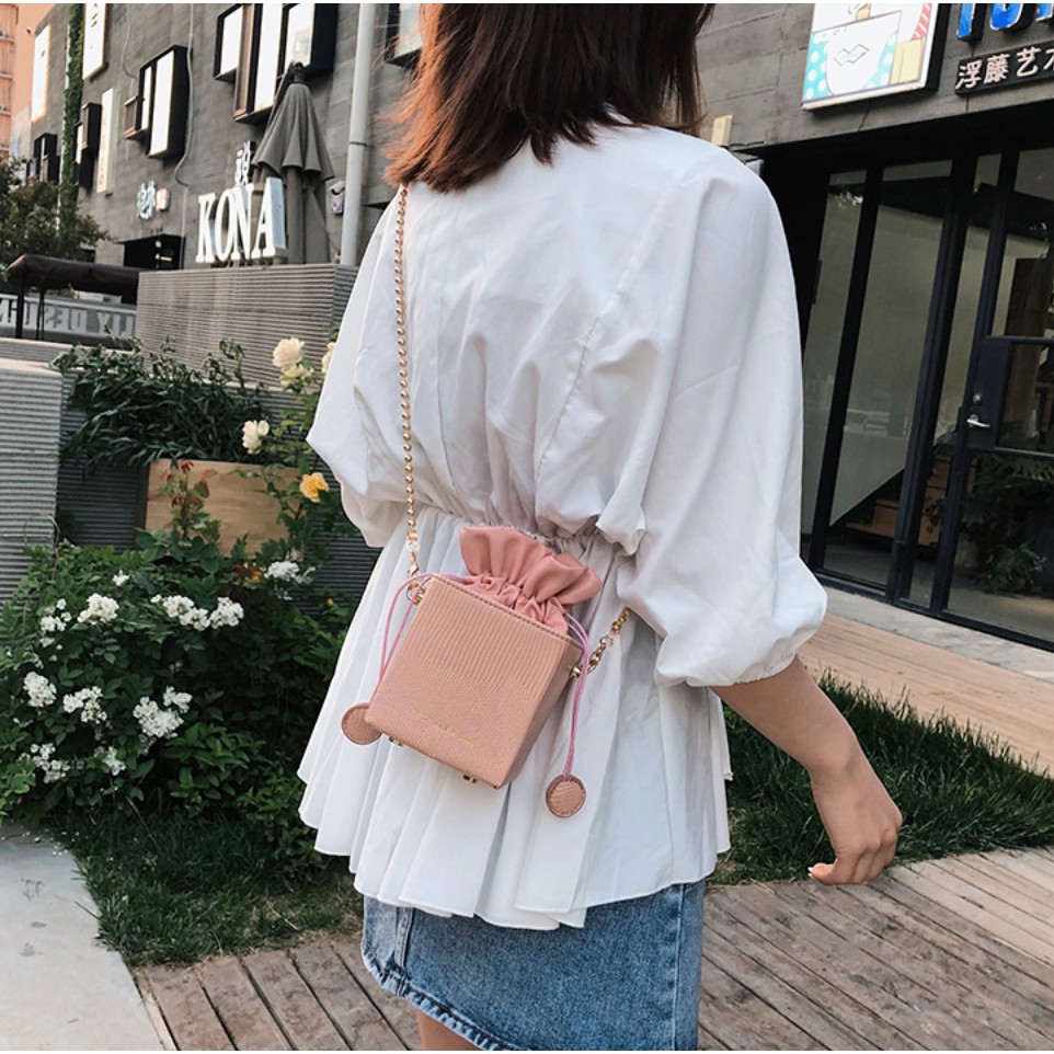 Túi Xách Nữ 💙FREESHIP💙 Túi Xách Nữ Đeo Chéo Thời Trang Hộp Quà Vuông Phối Nơ Xinh Xắn TX22 - NAKI.SHOP