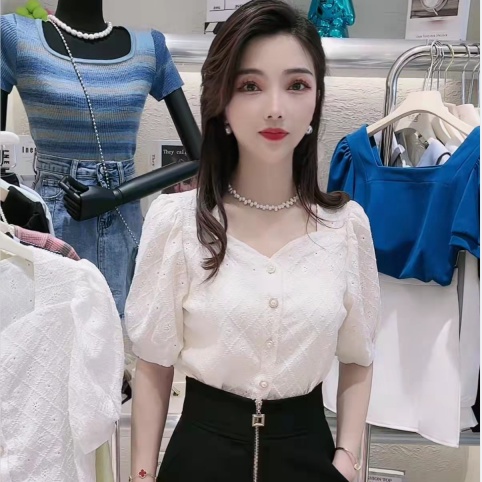 Áo Sơ Mi Tay Ngắn Cổ Vuông In Họa Tiết Thời Trang Mùa Hè Cho Nữ