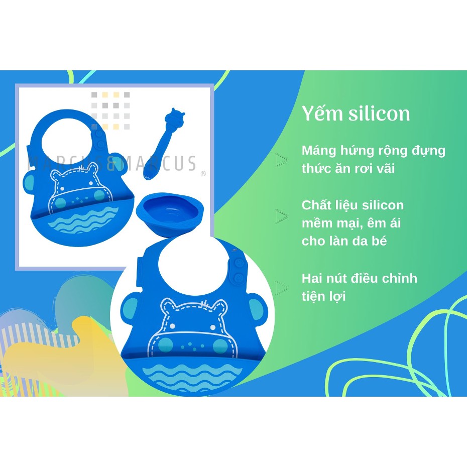 Bộ đồ dùng ăn dặm silicon Baby Marcus & Marcus, cho bé từ 6 tháng - Lucas