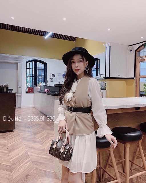 [FREE SHIP] Set Gile + Váy Voan Kèm Belt Cao cấp (Kèm Video + Ảnh Thật)
