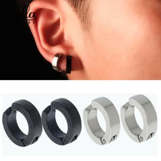 Ellastore 1 Pair Men Non-Piercing Clip On Ear Stud Cuff Hoop Earrings
