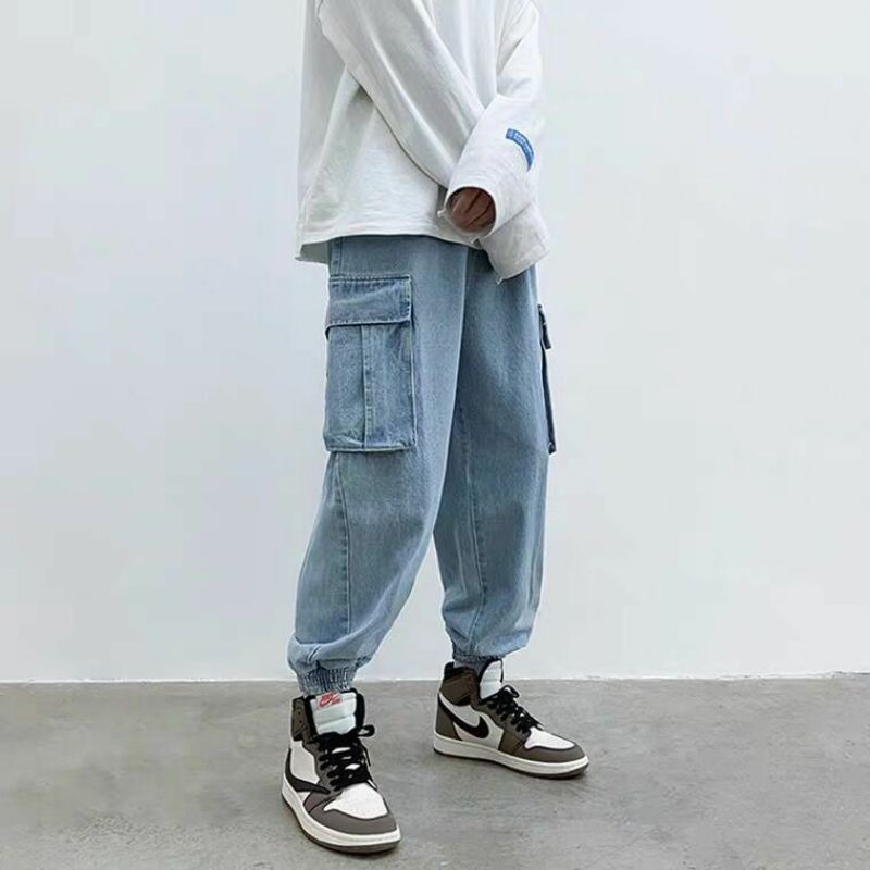 Quần Bò Jogger Túi Hộp Cạp Chun Nam Nữ Phong Cách HIPHOP STREETWEAR Quần Jeans Jogger Phù Hợp Đi Học Đi Chơi Dễ Phối Đồ