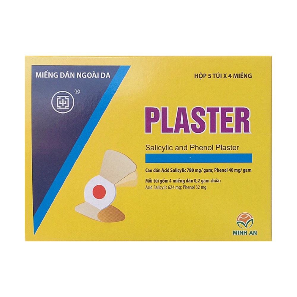 Miếng dán mụn cóc Plaster Minh An, mụn cơm, mụn cóc, mắt cá chân, hộp 20 miếng