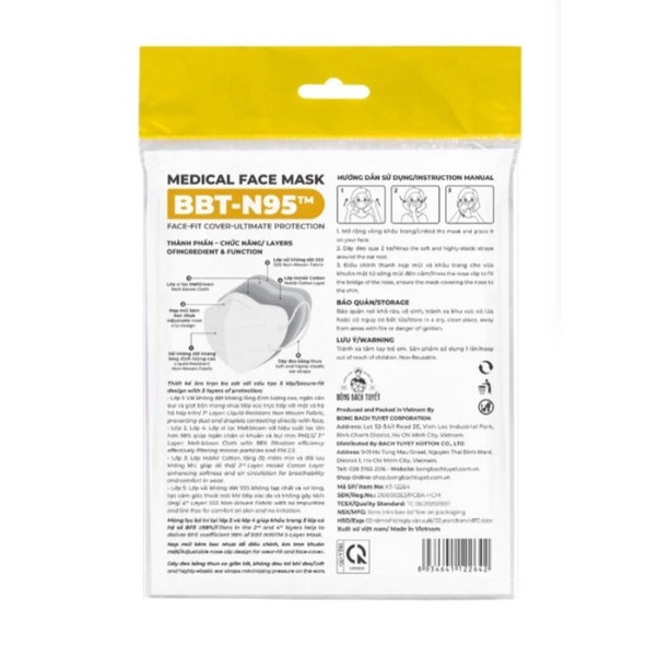 Khẩu trang bạch tuyết N95 1g/5cái