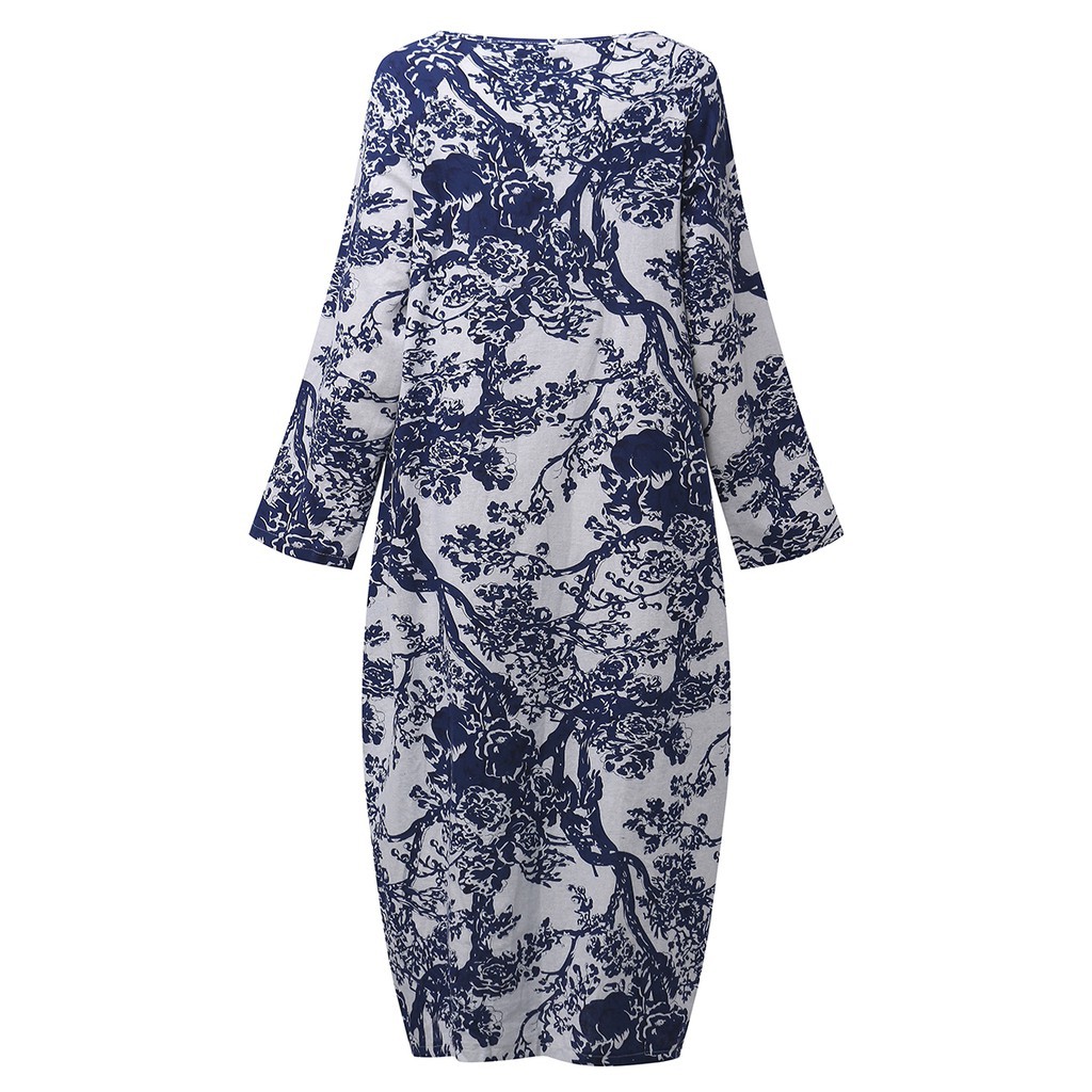 Đầm Maxi Nữ Dài Tay Cổ Tròn Form Dài Rộng Thời Trang Hàn | BigBuy360 - bigbuy360.vn