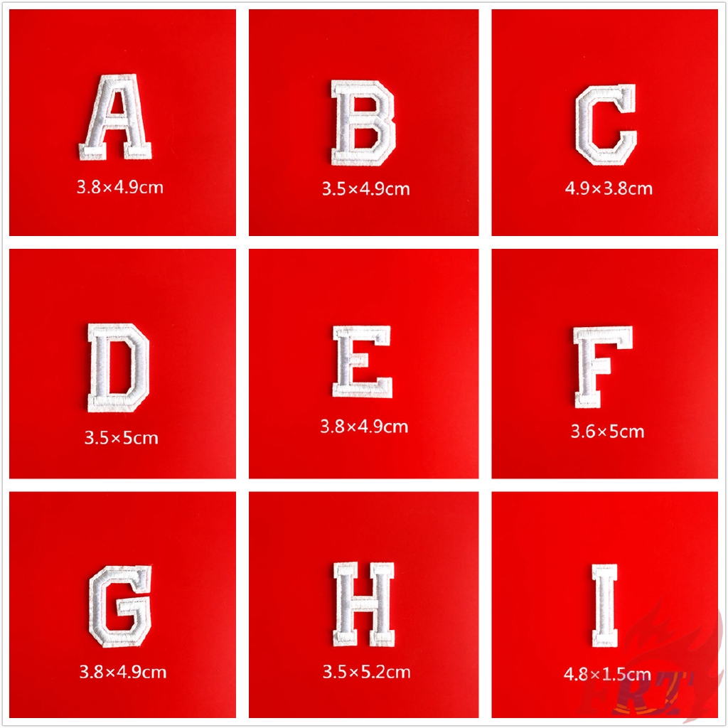 ☸ Black & White Letters：White Letter Iron-on Patch ☸ 1Pc Diy Sew on Iron on Badges Patches