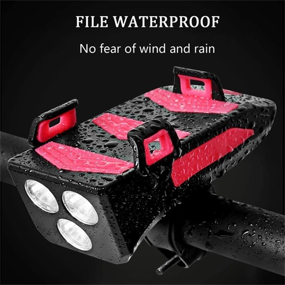 Giá Đỡ Điện Thoại Tích Hợp Đèn Pha 4 Trong 1 Đa Năng Chống Thấm Nước Dành Cho Xe Đạp