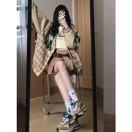 ÁO KHOÁC BÓNG CHÀY KẺ Ô KOREA MÃ 4736
