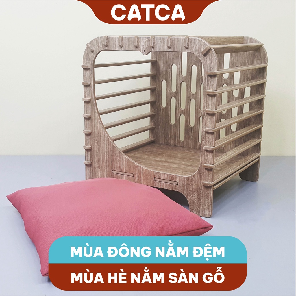 Nhà thú cưng gỗ lắp ghép SANG TRỌNG dành cho chó mèo CATCA - Nhà Dudu