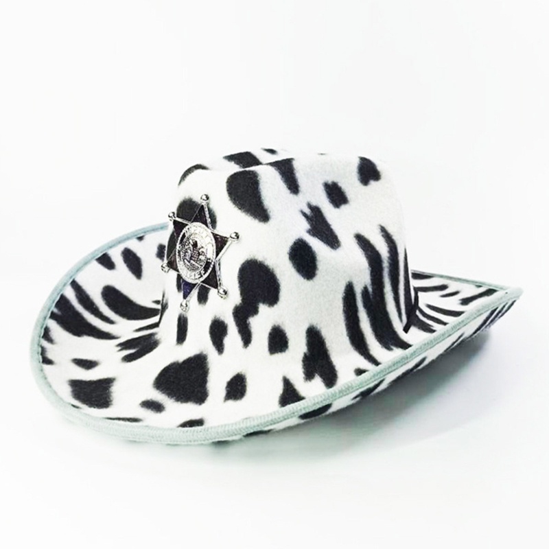 1 Set Mũ Cao Bồi Kèm Mặt Nạ Hóa Trang Bằng Vải Nỉ In Hình Bò Sữa Dành Cho Nam Nữ