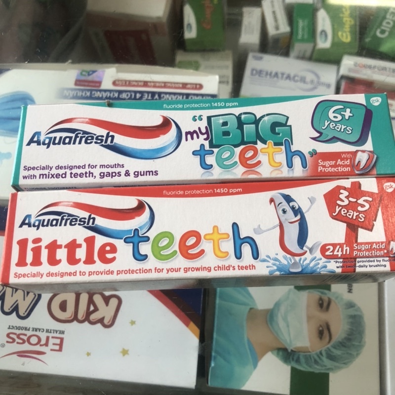 Kem đánh răng cho bé 3-5 tuổi Aquafresh Little teeth - Aquafresh my big teeth 6+ đánh răng cho bé từ 6 tuổi