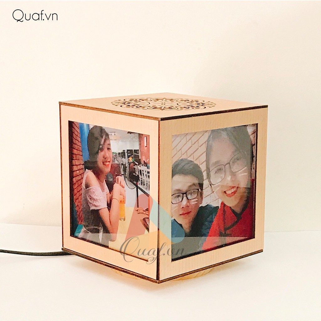 Đèn tranh gỗ vuông mini - đèn ngủ mini [IN ẢNH THEO YÊU CẦU]