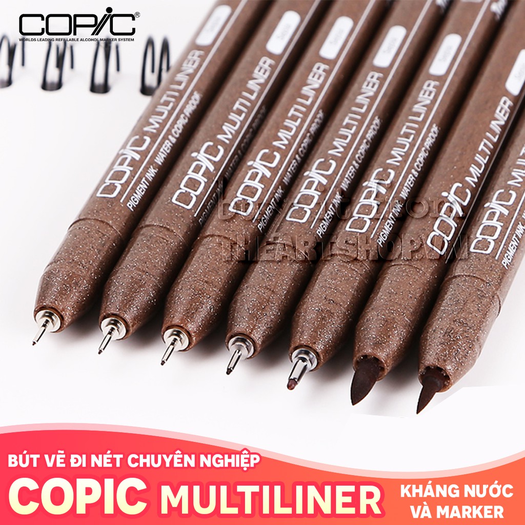 [THEARTSHOP] Bút vẽ đi nét COPIC Multiliner màu Black/Sepia cao cấp Nhật Bản