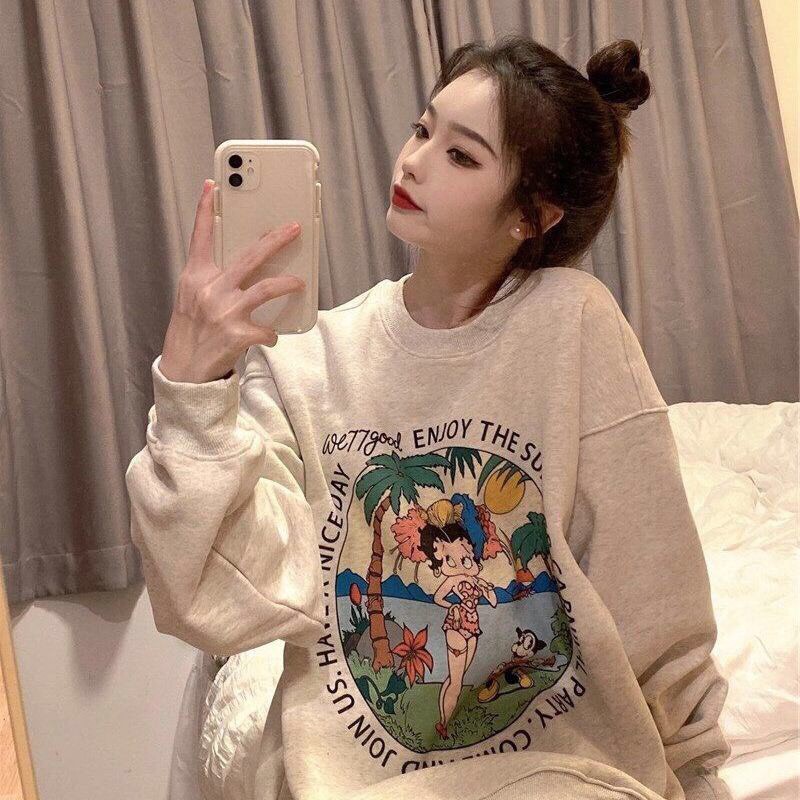 Áo sweater nỉ ngoại tay bồng unisex Tắm biển_Áo nỉ bông nam nữ basic, cá tính, hottend
